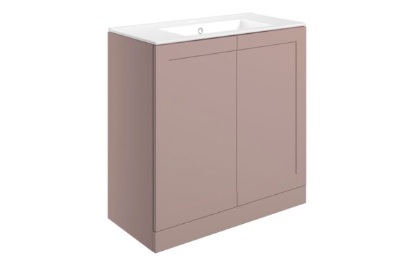 Benington 815mm Floor Standing 2 Door Basin Unit & Basin - Matt Peony