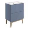 Datchworth 615mm Floor Standing 2 Drawer Basin Unit & Basin - Matt Smoke Blue