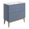 Datchworth 815mm Floor Standing 2 Drawer Basin Unit & Basin - Matt Smoke Blue