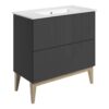 Datchworth 815mm Floor Standing 2 Drawer Basin Unit & Basin - Matt Graphite Grey