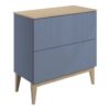 Datchworth 810mm Floor Standing 2 Drawer Basin Unit & Maple Oak Effect Worktop - Matt Smoke Blue