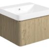 Gosmore 500mm Wall Hung 1 Drawer Basin Unit & Basin - Textured Oak