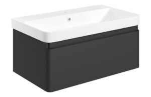 Meredith 805mm Wall Hung 1 Drawer Basin Unit & Basin - Matt Black