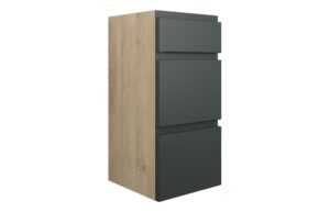 Tewin 300mm Standard 3 Drawer Unit - Matt Graphite Grey (Oak Cab)