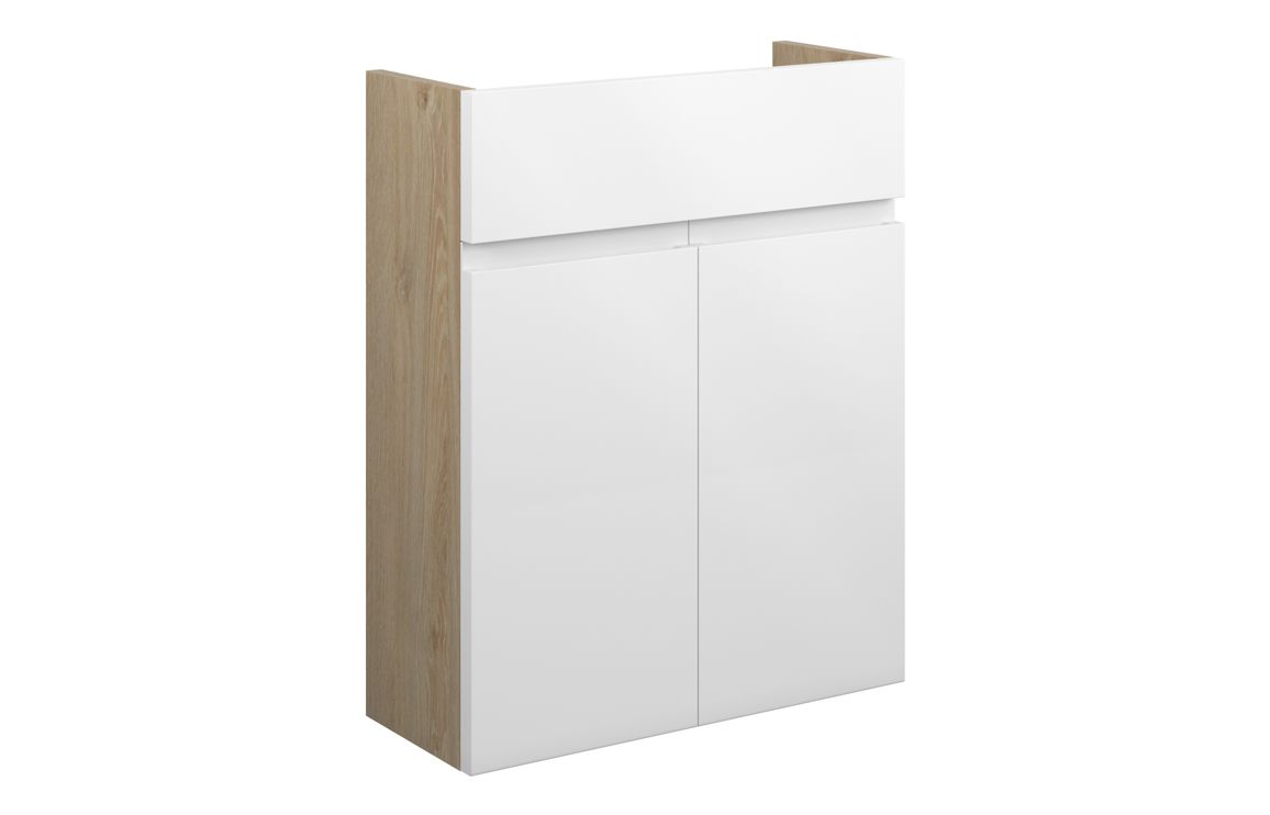 Tewin 500mm Slim Basin Unit - White Gloss (Oak Cab)