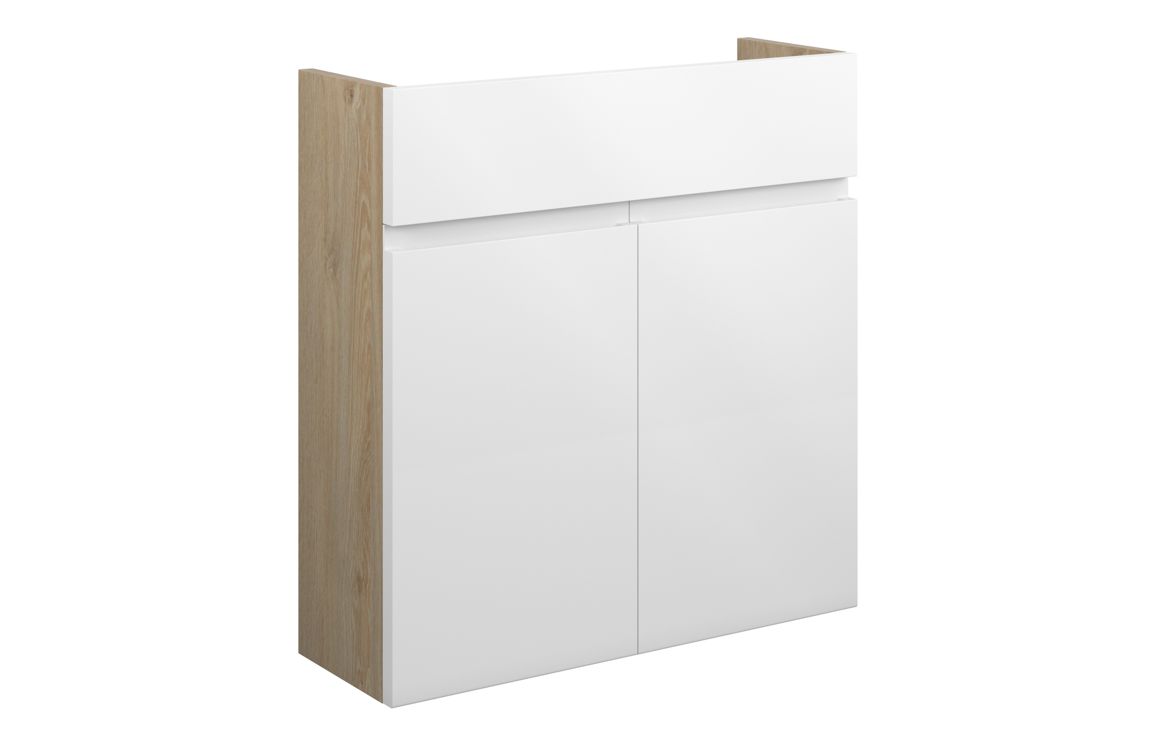 Tewin 600mm Slim Basin Unit - White Gloss (Oak Cab)