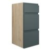 Tewin 300mm Standard 3 Drawer Unit - Matt Green Camo (Oak Cab)