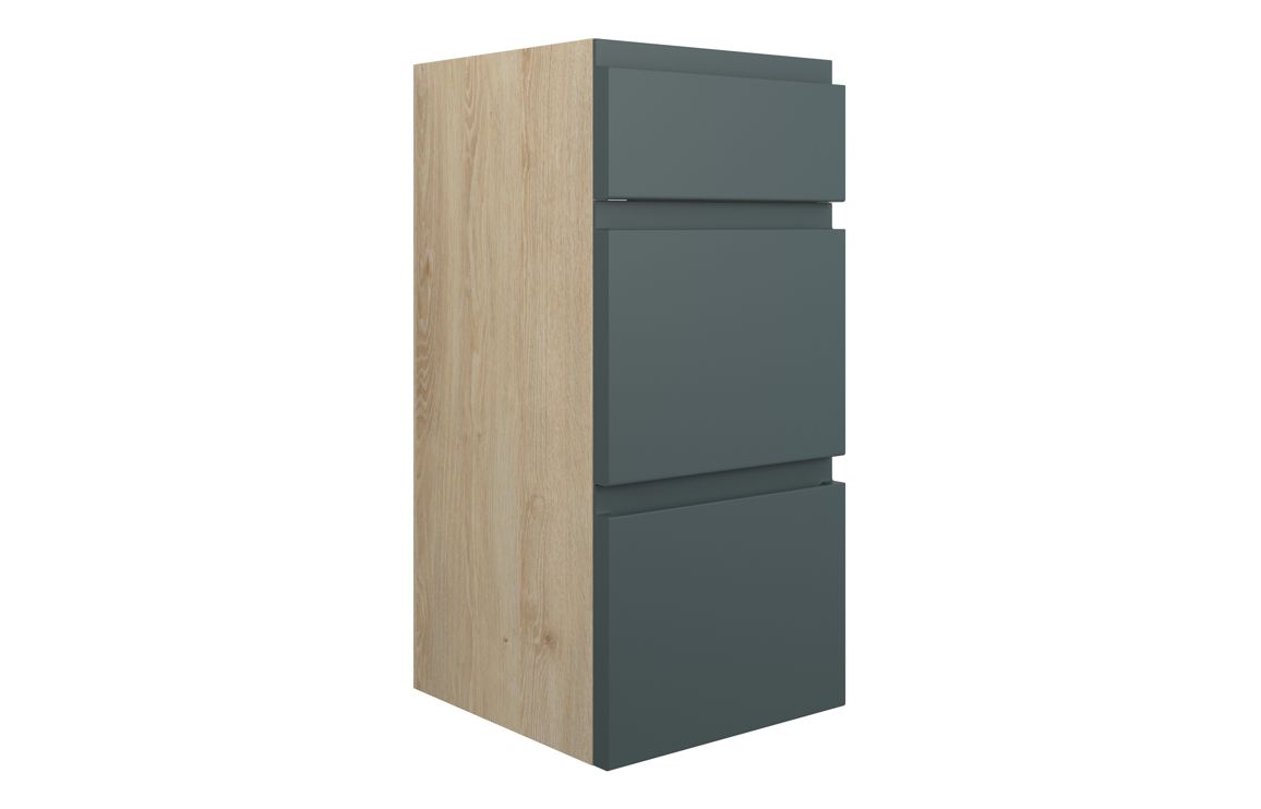 Tewin 300mm Standard 3 Drawer Unit - Matt Green Camo (Oak Cab)