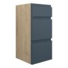 Tewin 300mm Standard 3 Drawer Unit - Matt Arley Blue (Oak Cab)