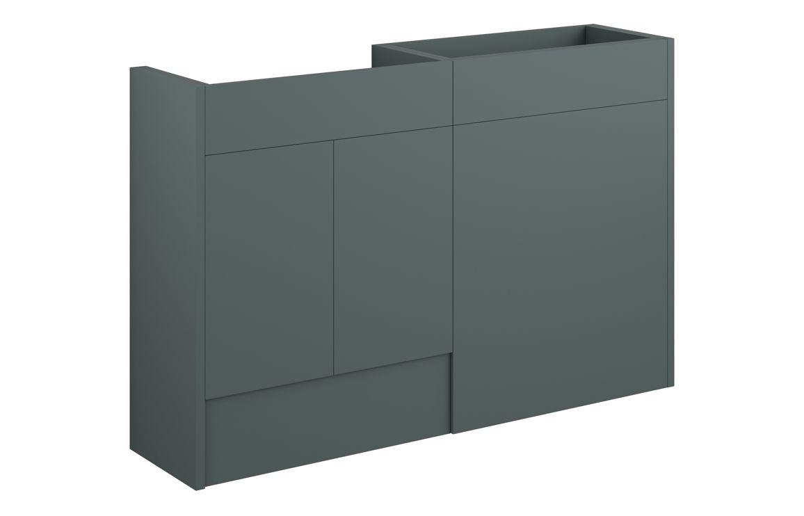 Truro 1236mm Standard Basin & WC Unit Pack - Matt Green (Grey Cab)