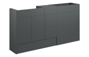 Truro 1536mm Standard Basin  WC & 3 Drawer Unit Pack - Matt Graphite Grey (Oak Cab)
