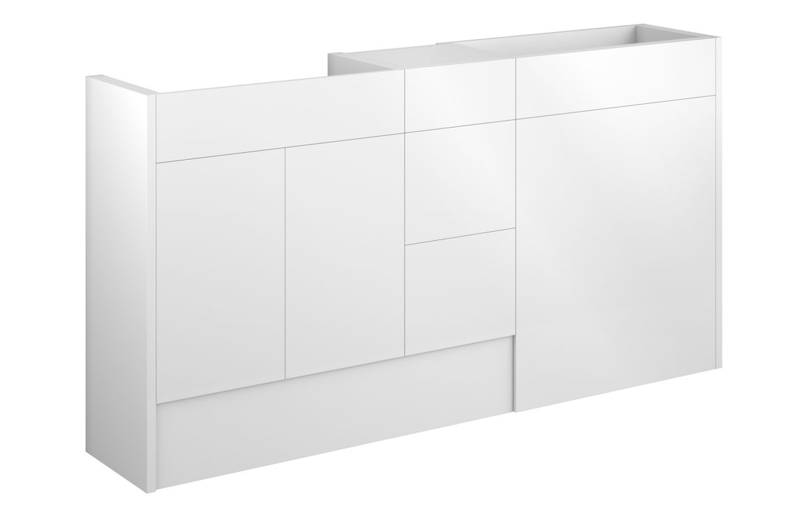 Truro 1536mm Standard Basin  WC & 3 Drawer Unit Pack - White Gloss (Oak Cab)