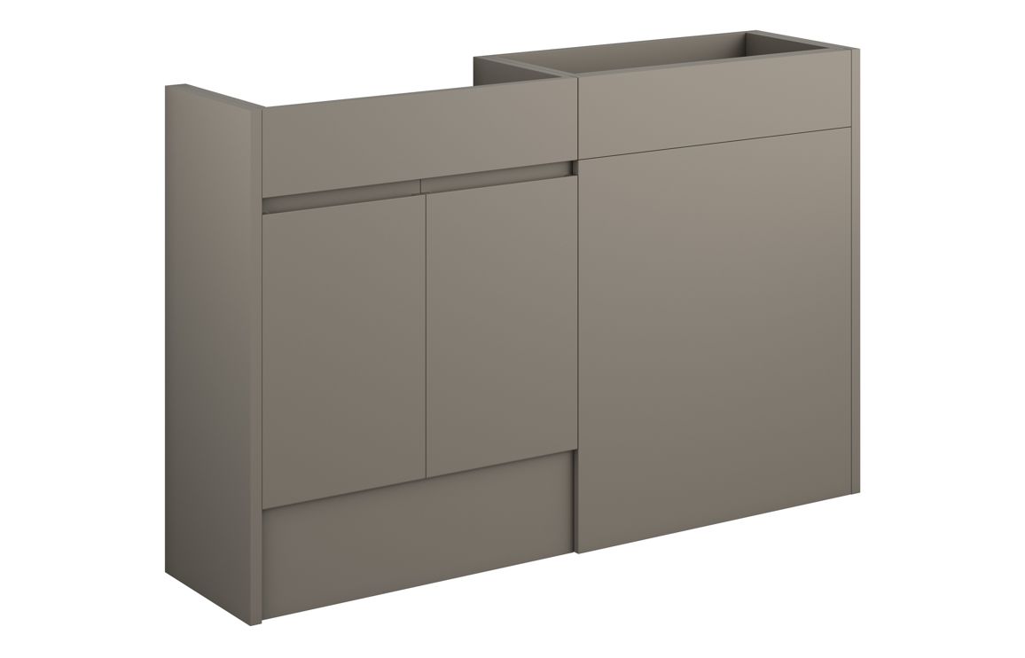 Tewin 1236mm Standard Basin & WC Unit Pack - Matt Stone (Grey Cab)
