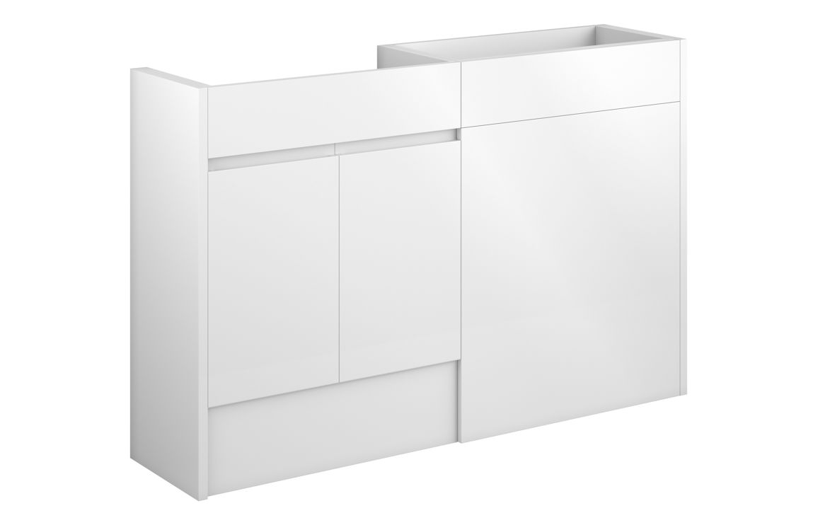 Tewin 1236mm Standard Basin & WC Unit Pack - White Gloss (Grey Cab)