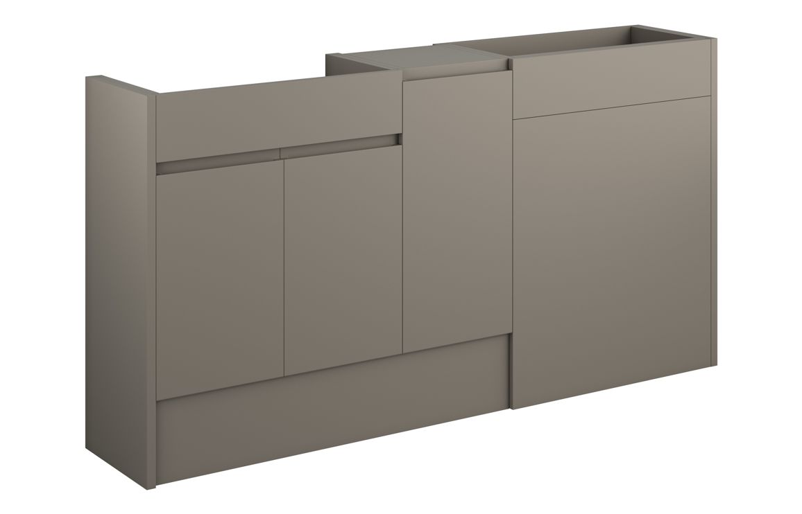 Tewin 1536mm Standard Basin  WC & 1 Door Unit Pack - Matt Stone (Grey Cab)