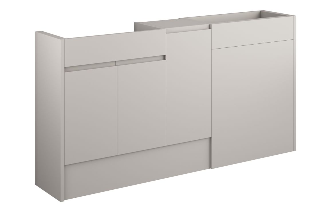 Tewin 1536mm Standard Basin  WC & 1 Door Unit Pack - Matt Dove Grey (Oak Cab)