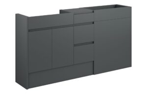 Tewin 1536mm Standard Basin  WC & 3 Drawer Unit Pack - Matt Graphite Grey (Grey Cab)