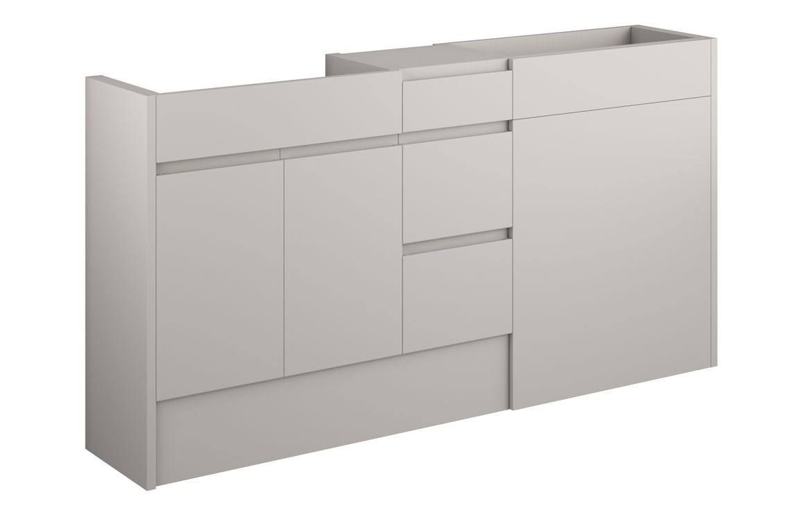 Tewin 1536mm Standard Basin WC & 3 Drawer Unit Pack - Matt Dove Grey (Oak Cab)