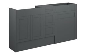 Verity 1536mm Standard Basin  WC & 3 Drawer Unit Pack - Matt Graphite Grey (Oak Cab)