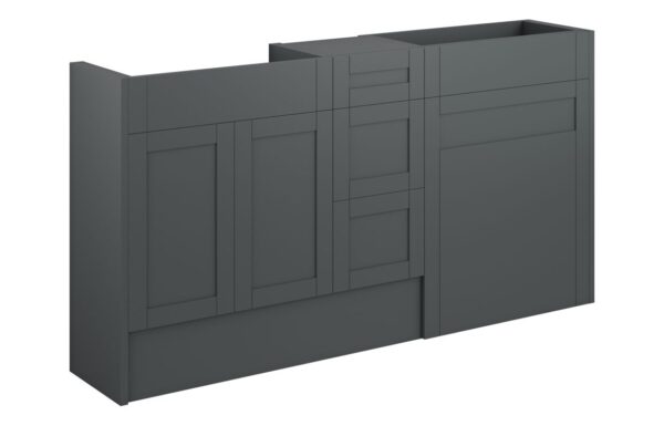 Verity 1536mm Standard Basin  WC & 3 Drawer Unit Pack - Matt Graphite Grey (Oak Cab)