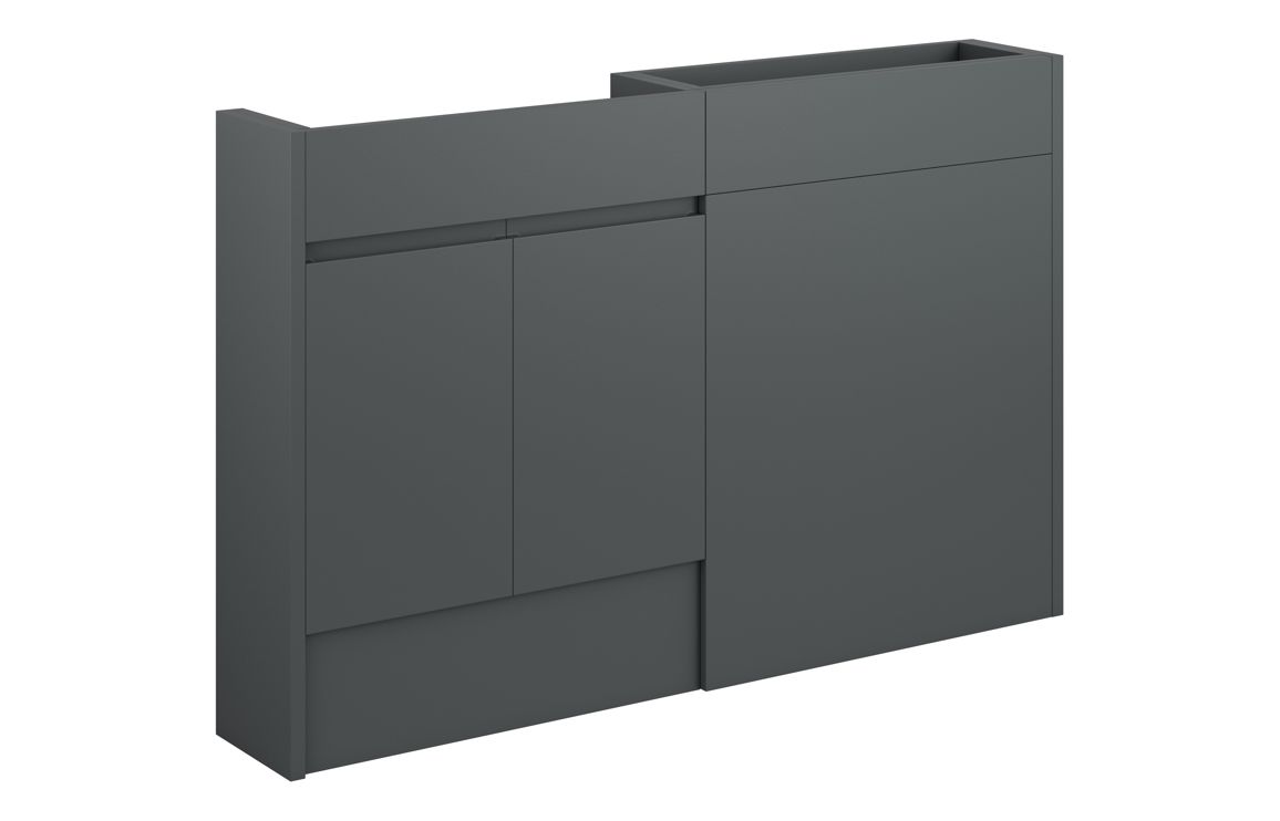 Tewin 1236mm Slim Basin & WC Unit Pack - Matt Graphite Grey (Oak Cab)
