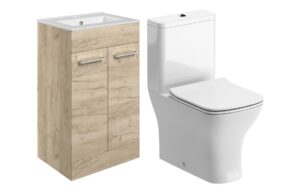 Malvern 510mm Floor Standing Unit & Close Coupled WC Pack - Oak