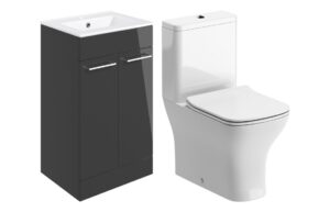 Malvern 510mm Floor Standing Unit & Close Coupled WC Pack - Anthracite Gloss