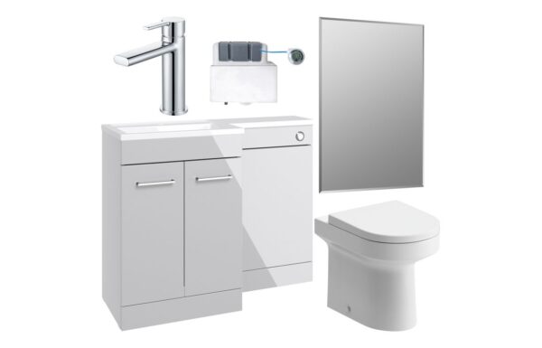 Baldock 1000mm Furniture & BTW WC Pack - Grey Gloss (RH)
