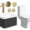 Meredith 600mm Basin Unit & Rimless Close Coupled WC Pack - Matt Black w/Black Finishes