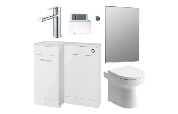 Baldock 900mm Furniture & BTW WC Pack - White Gloss (LH)