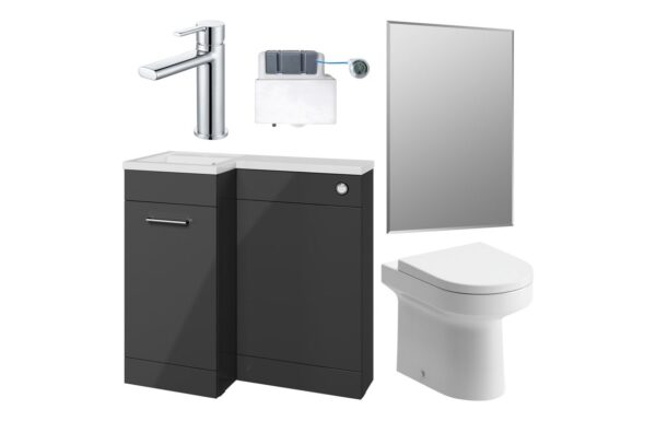 Baldock 900mm Furniture & BTW WC Pack - Anthracite Gloss (LH)