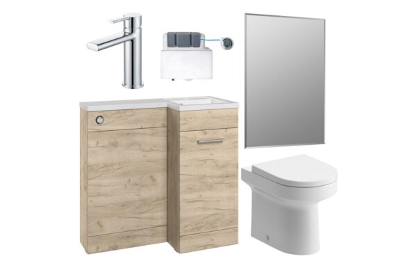 Baldock 900mm Furniture & BTW WC Pack - Oak (RH)