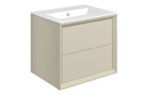 Harpenden 610mm Wall Hung 2 Drawer Basin Unit & 0TH Thin Edge Basin - Matt Cotton
