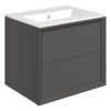Harpenden 610mm Wall Hung 2 Drawer Basin Unit & 0TH Thin Edge Basin - Matt Clay