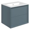 Harpenden 610mm Wall Hung 2 Drawer Basin Unit & 0TH Thin Edge Basin - Matt Storm Blue