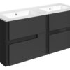 Ware 1210mm Wall Hung 4 Drawer Basin Unit & 2TH White Basin - Matt Black & Glass