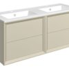 Harpenden 1210mm Wall Hung 4 Drawer Basin Unit & 2TH Thin Edge Basin - Matt Cotton