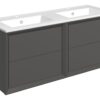 Harpenden 1210mm Wall Hung 4 Drawer Basin Unit & 2TH Thin Edge Basin - Matt Clay