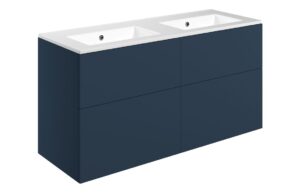 Cuffley 1210mm Wall Hung 4 Drawer Basin Unit & 0TH Basin - Matt Deep Blue