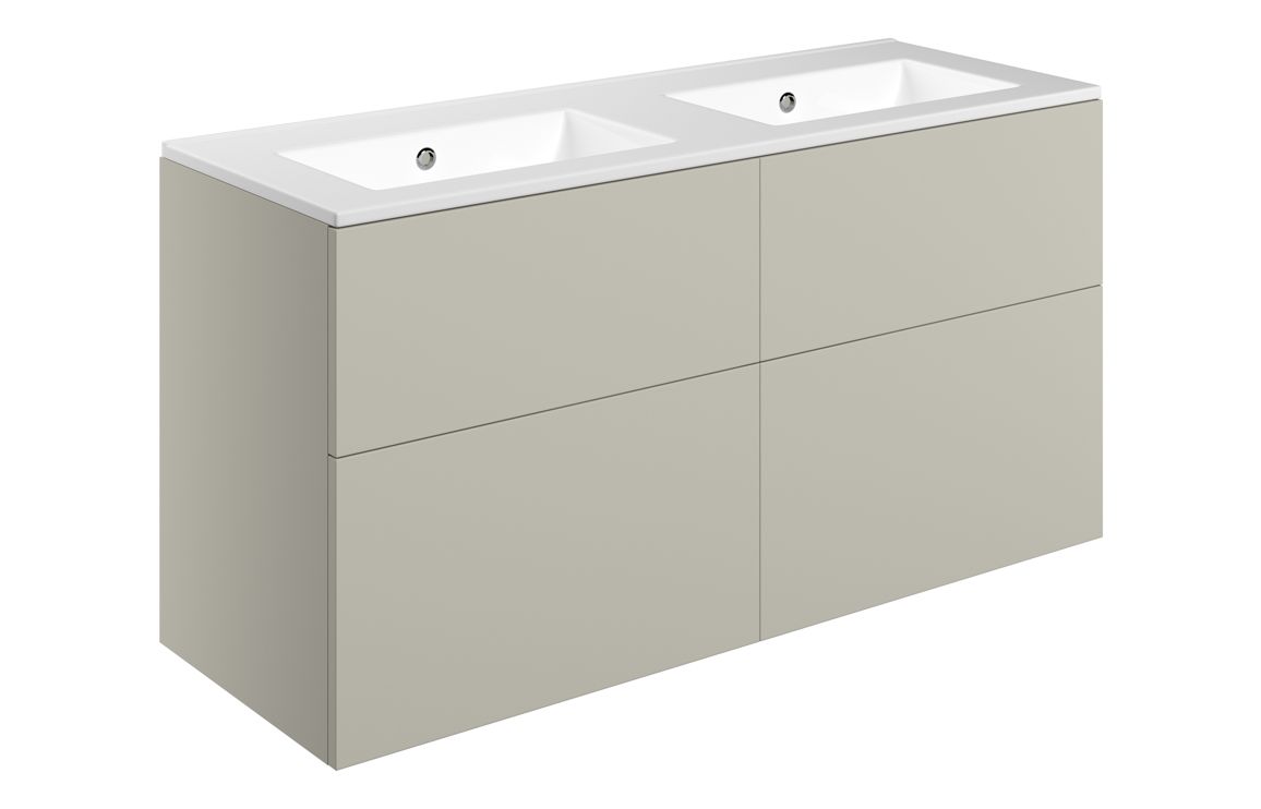 Cuffley 1210mm Wall Hung 4 Drawer Basin Unit & 0TH Basin - Matt Latte