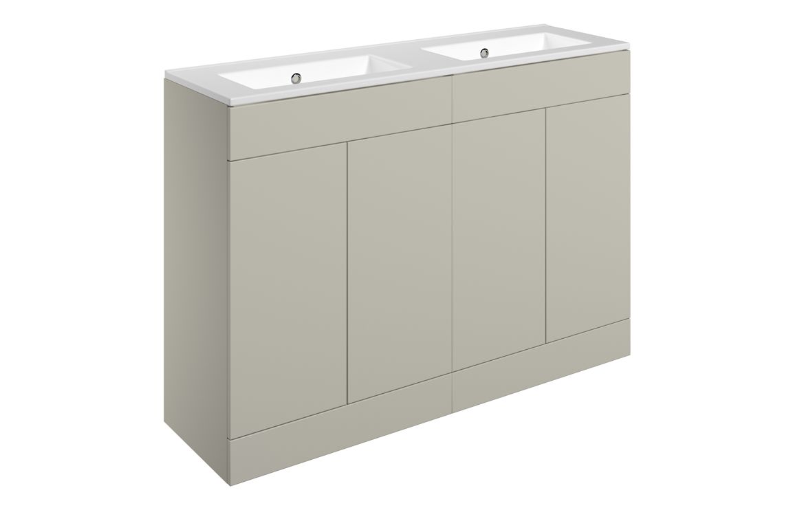 Cuffley 1210mm Floor Standing 4 Door Basin Unit & 0TH Basin - Matt Latte