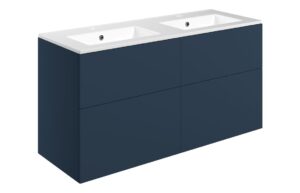 Cuffley 1210mm Wall Hung 4 Drawer Basin Unit & 2TH Basin - Matt Deep Blue