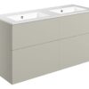 Cuffley 1210mm Wall Hung 4 Drawer Basin Unit & 2TH Basin - Matt Latte