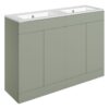 Cuffley 1210mm Floor Standing 4 Door Basin Unit & 2TH Basin - Matt Olive Green