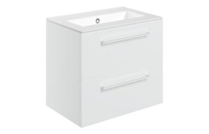 Malvern 610mm Wall Hung 2 Drawer Basin Unit & 0TH Thin Edge Basin - White Gloss