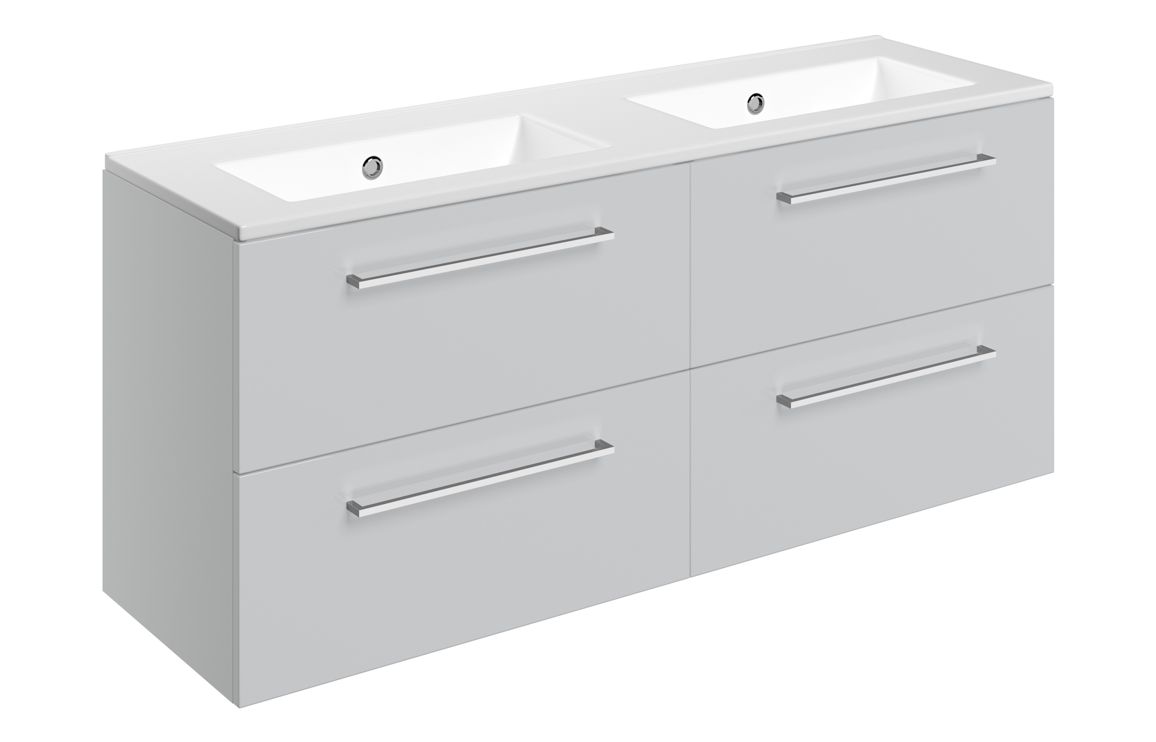 Malvern 1210mm Wall Hung 4 Drawer Basin Unit & 0TH Thin Edge Basin - Grey Gloss