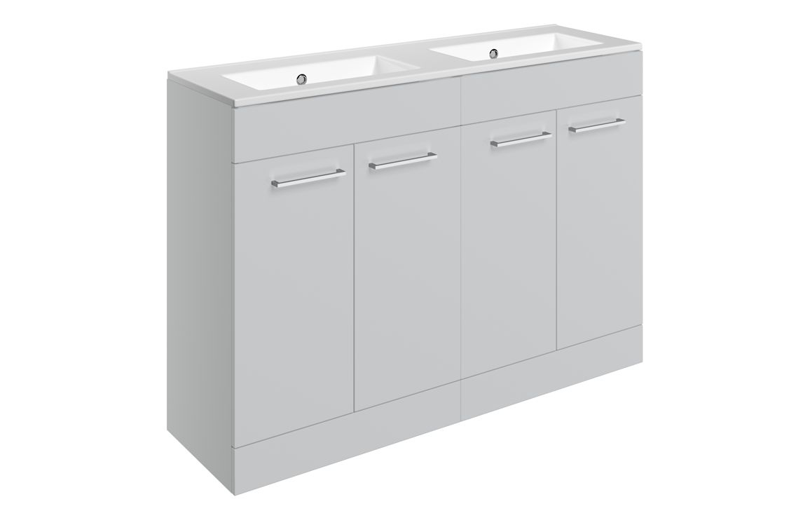 Malvern 1210mm Floor Standing 4 Door Basin Unit & 0TH Thin Edge Basin - Grey Gloss