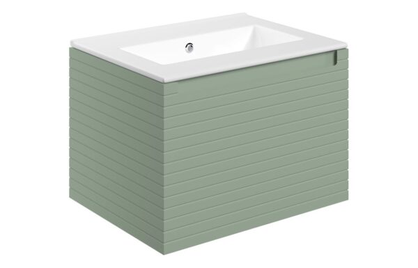 Hatfield 615mm Wall Hung 1 Drawer Basin Unit & 0TH Thin Edge Basin - Matt Willow Green