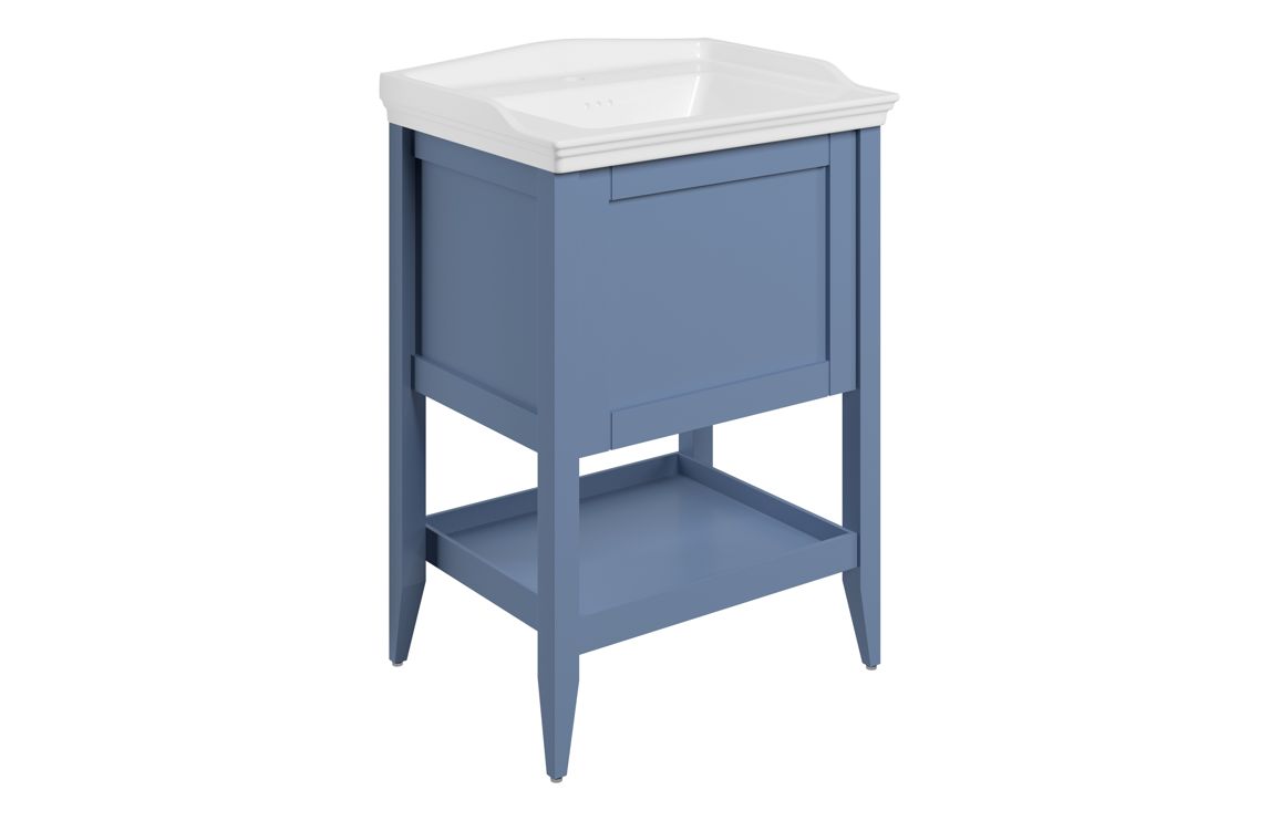 Codicote 650mm Floor Standing 1 Drawer Basin Unit w/Basin - Matt Misty Blue