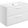 Baldock 815mm Wall Hung 2 Drawer Basin Unit w/1TH Basin - Matt White